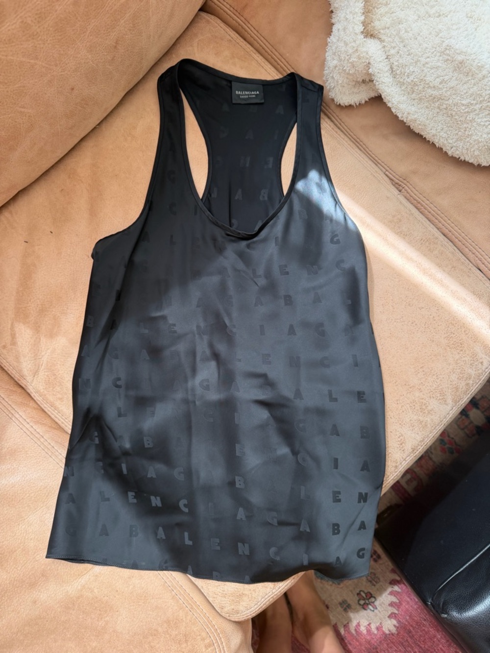 Balenciaga Black Logo Racerback Tank Top NWT XS